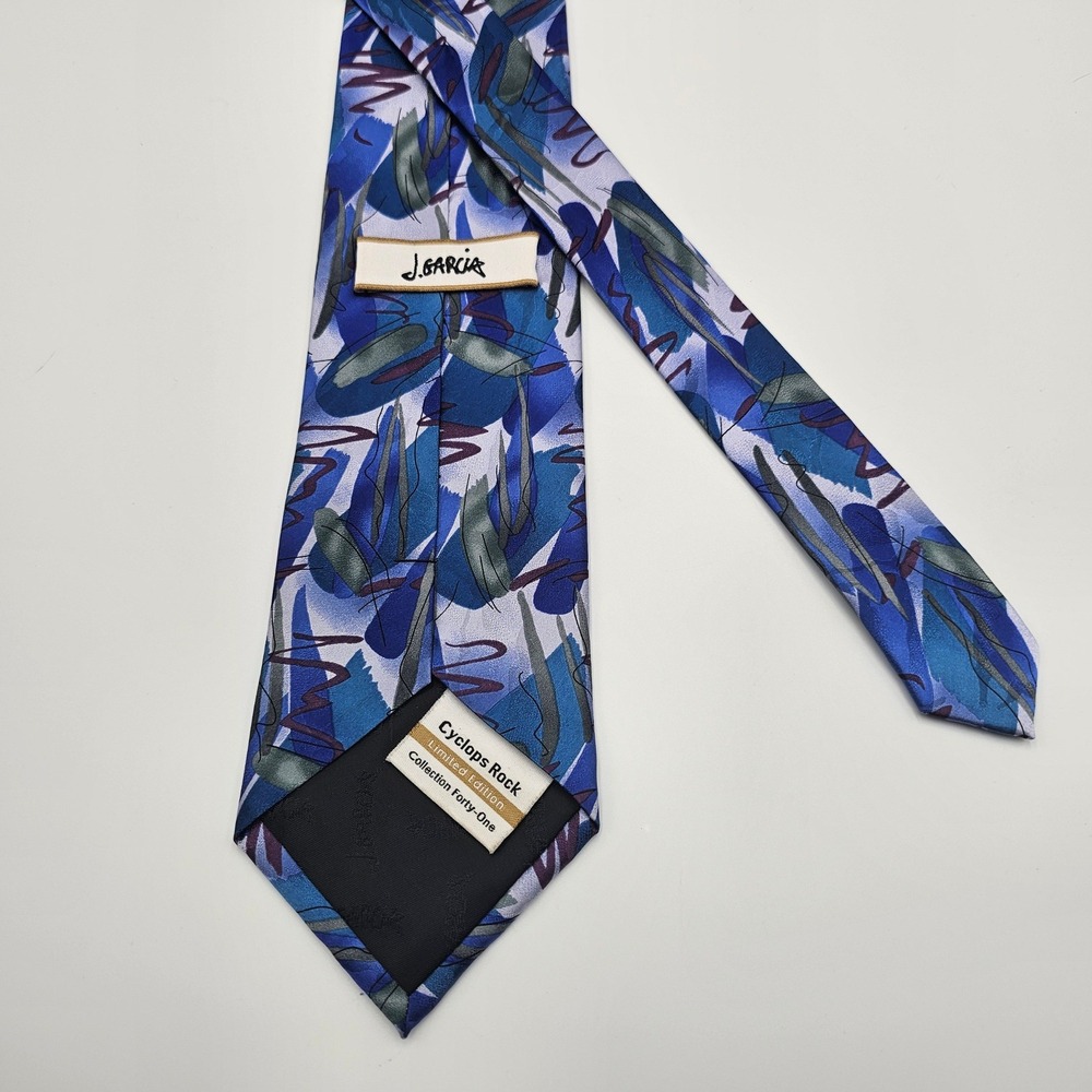 Vintage Jerry Garcia Silk Tie Cyclops Rock Collection 41 Blue Abstract Art 90s‎